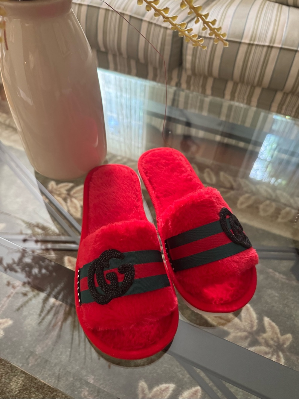 Red Fuzzy Slippers